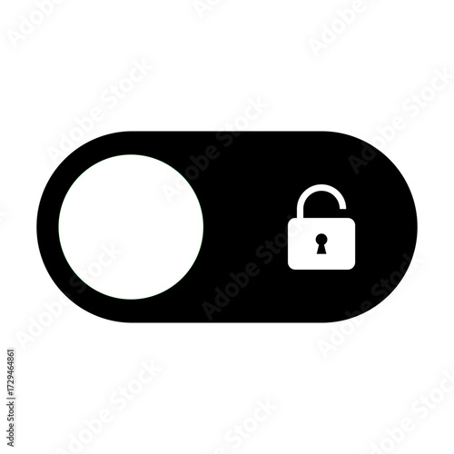 On Off toggle switch buttons. lock icon security symbol - locked, unlock icon button	