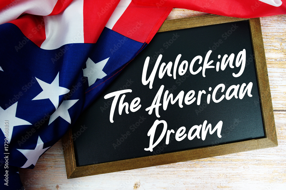 Fototapeta premium American flag with blackboard