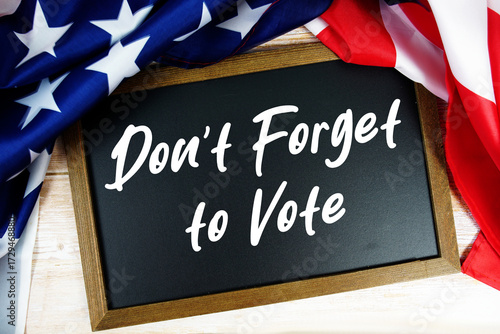 American flag with blackboard  