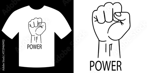 Power Symbol: The Power gesture, rendered in stark monochrome, embodies strength and unity. Representing solidarity and collective action, it's a bold statement. 