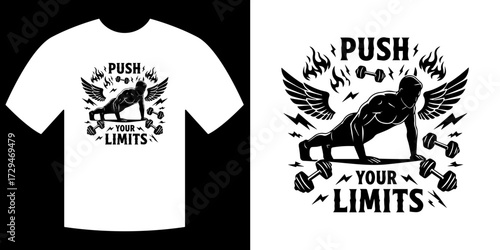 Push Your Limits Tee: Capturing the essence of determination, this design showcases a silhouette of an individual pushing boundaries and challenging the status quo.