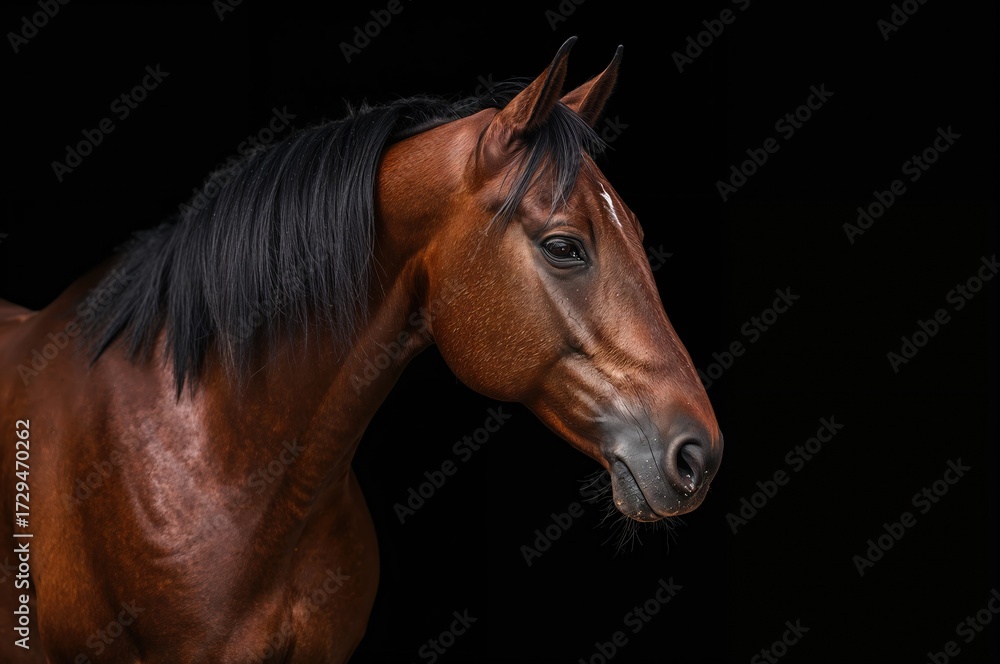 Obraz premium Equine headshot against a dark backdrop