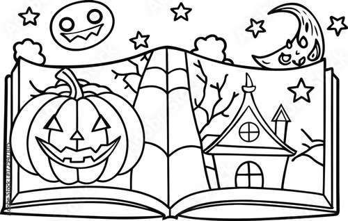Spooky Halloween Vector Design with Classic Elements in CMYK Colors for Festive Occasions