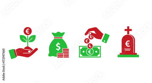 Financial Growth Investment And Capital Loss Symbolizing Monetary Gains And Expenses