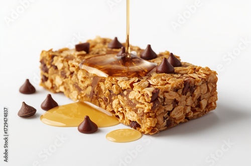Single Granola Bar on White...