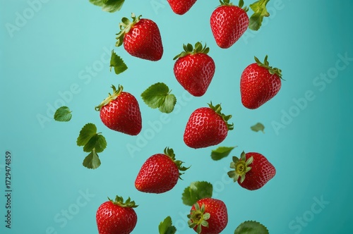 Vibrant red strawberries fl...