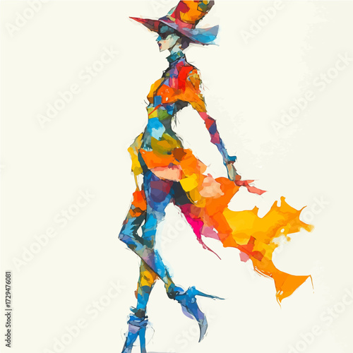 Stilts, watercolor vector, isolated on a white background.