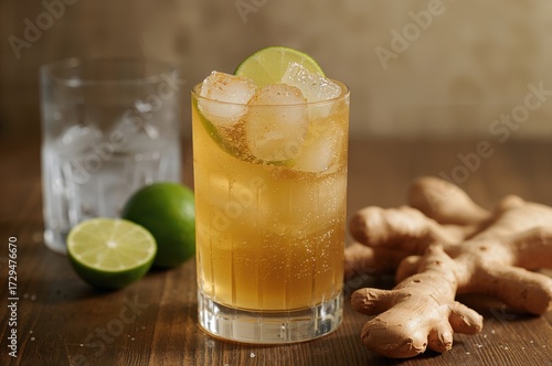 Refreshing ginger ale in a ...