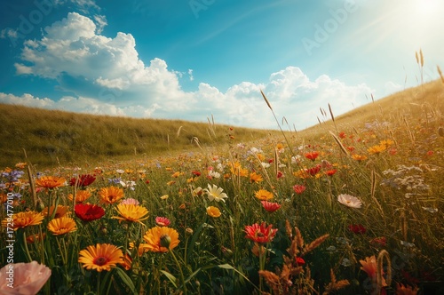 Sunlit landscape with bloom...