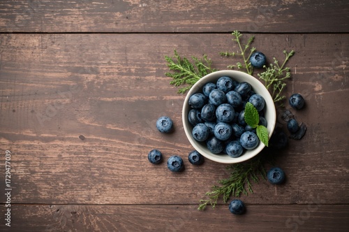 Bowl filled with fresh blue...