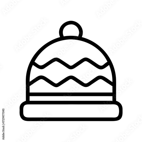 icon of a winter wool hat without color