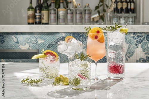 Classic gin tonic served as...