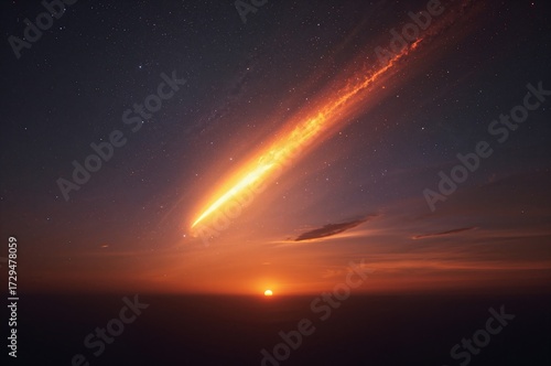 Blazing fire streaks across...