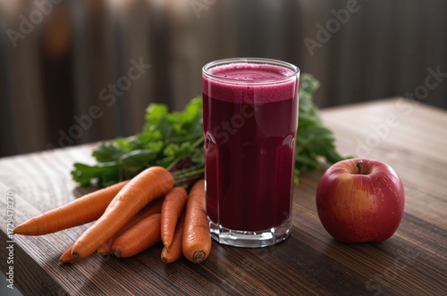 Fresh juice served in a gla...