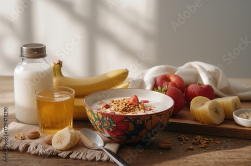 Healthy breakfast bowl with...