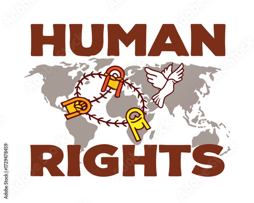Human Rights Global Freedom and Equality Illustration with World Map and Symbolic Imagery for Advocacy
