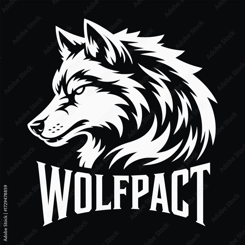 Fototapeta premium Wolf Head Fire Logo Vector Illustration with black background .