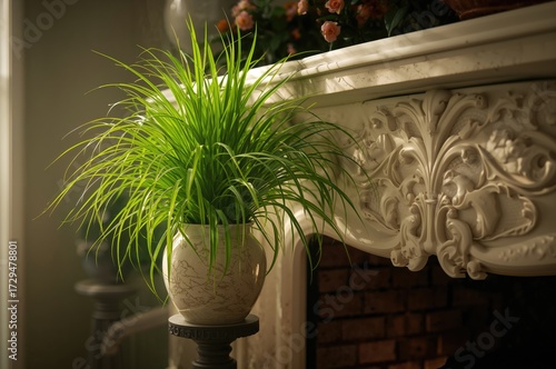 Potted green foliage with e...