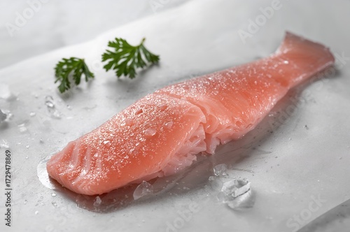 Raw trout fillet