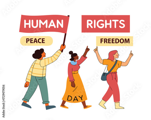 Celebrating Human Rights Day with Diverse People Promoting Peace and Freedom through Unity and Equality for a Just World
