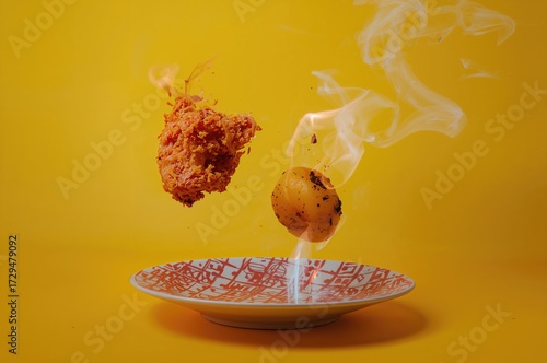 Fried chicken wings with po...