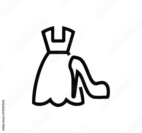 Set of thin line icons for clothing. editable stroke icons for luxury clothing. style icons. Symbols for T-shirt, pants, jacket, dress, shorts, shoes, and shirts.vector