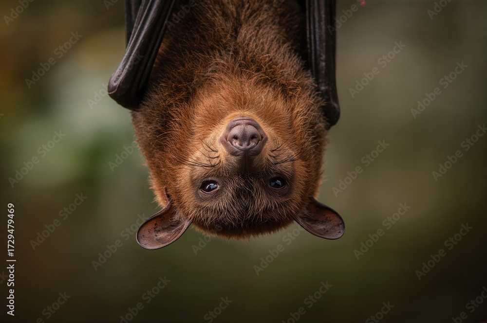 Obraz premium Upside-Down Fruit Bat Clinging