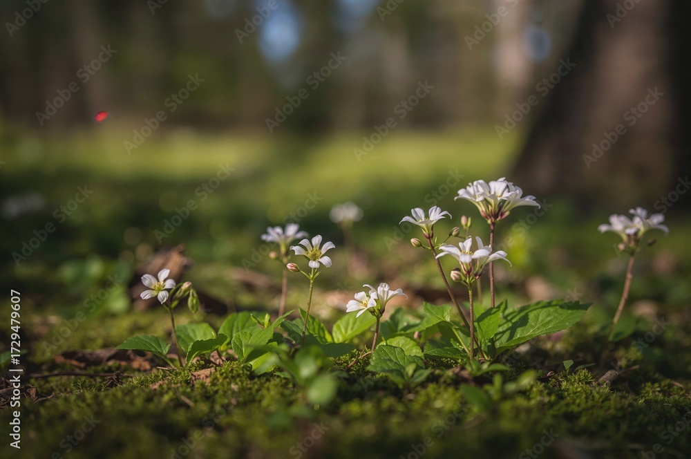 Fototapeta premium Blossoms of the typical Oxalis acetosella plant