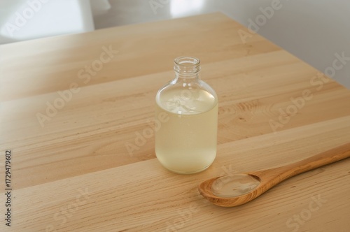 Glass container and wooden ...