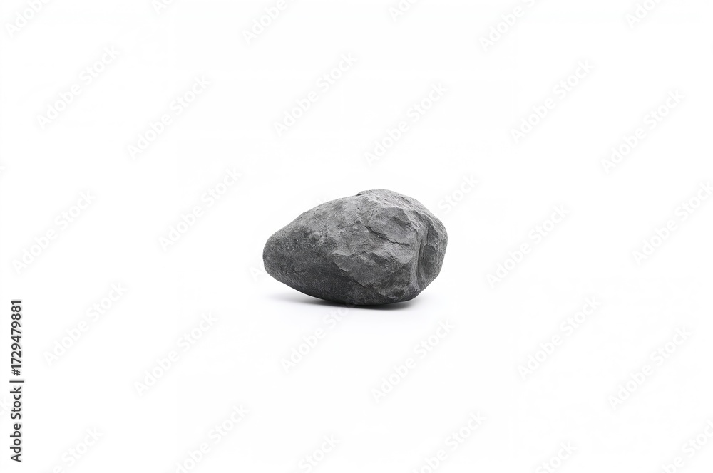 Fototapeta premium Single gray rock against a plain white backdrop