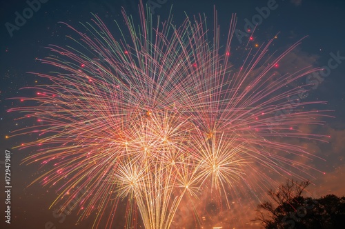 A vibrant fireworks show li...