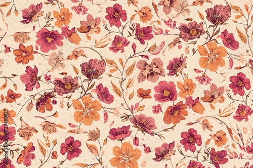 Seamless floral pattern fea...