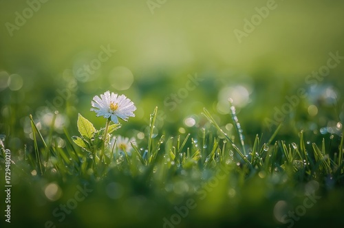 A tiny blossom on the lawn ...