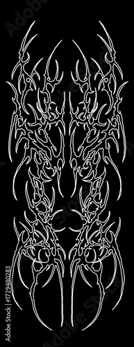 Neo tribal cyber sigilism ornamental symmetrical shapes vector design 