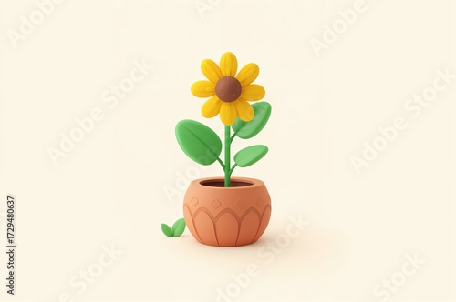 Potted leafy plant and flow...