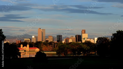 Downtown Denver Skyline at Sunrise Time Lapse