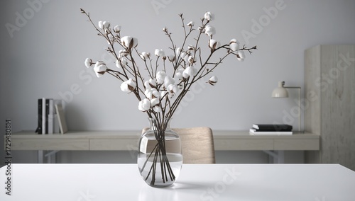 Stylish vase holding cotton...