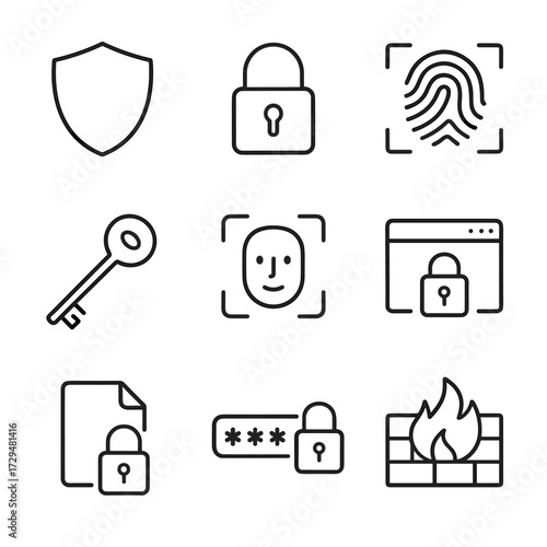File icons digital firewall id icon vector manager encrypted key padlock secure