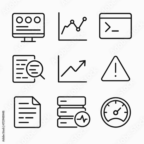 Logs glass file icon terminal vector monitoring alert tools chart log