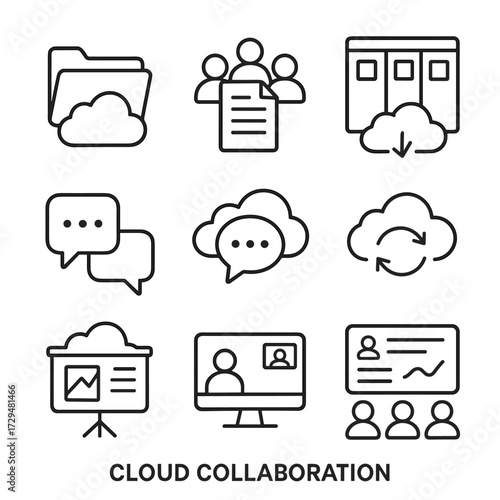 Dashboard vector collaboration icons bubbles shared cloud document project video presentation icon