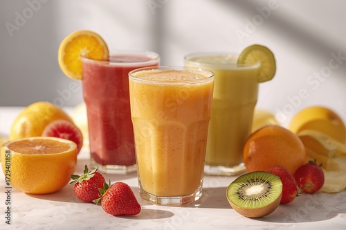 Vibrant fruit blends in a g...