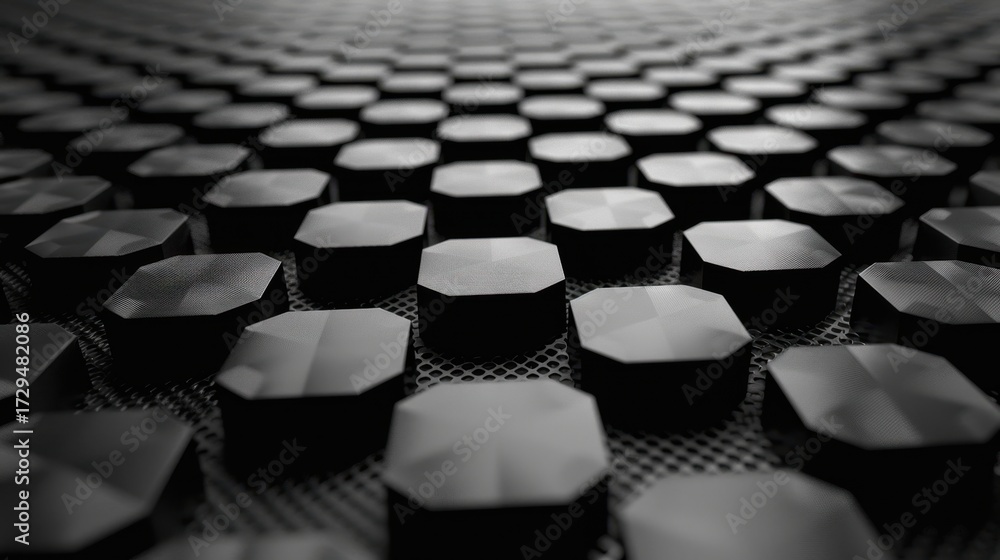 Fototapeta premium Hex Pattern Grayscale Carbon Fiber 3D Clean Seamless Texture Modern Abstract