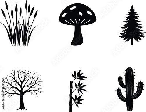 Tree silhouette sets vector illustration isolated