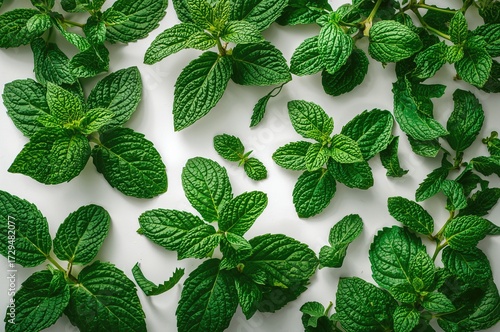 Isolated green mint leaves ...