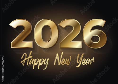 2025 happy new year design with golden text and glowing background