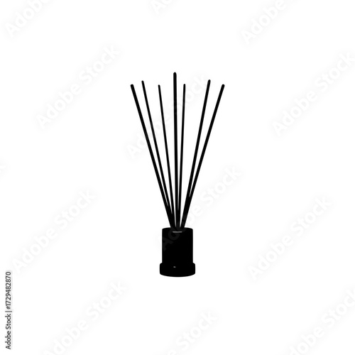 Green incense stick bundle with holder vector graphic silhouette