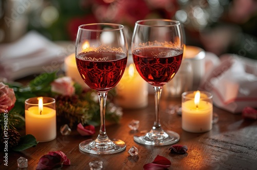 Wine glasses and candles ar...
