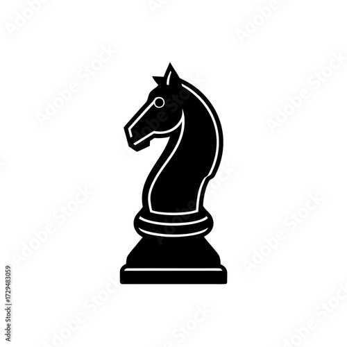 Blue polished chess knight vector graphic icon silhouette