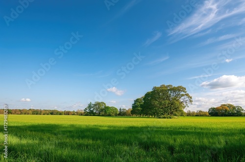 Lush meadow surrounded by w...
