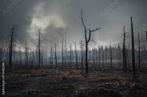 Wildfire aftermath with cha...